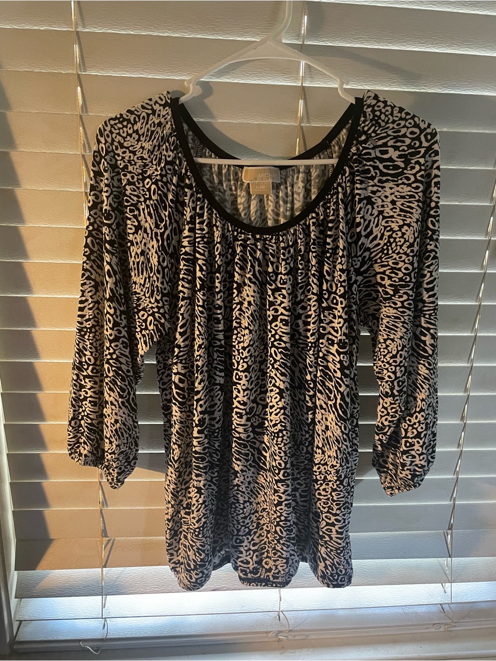 Michael Kors Black and White Animal Print Blouse